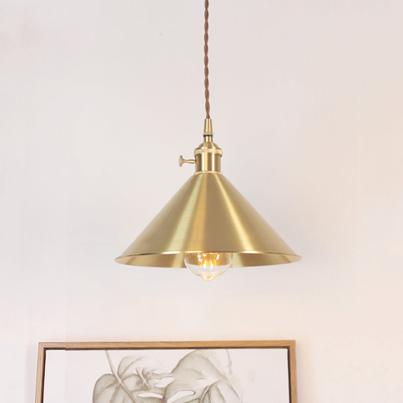 Pendre en forme de cône suspension de la lampe à manger en laiton moderne kit de lampe suspendue en or