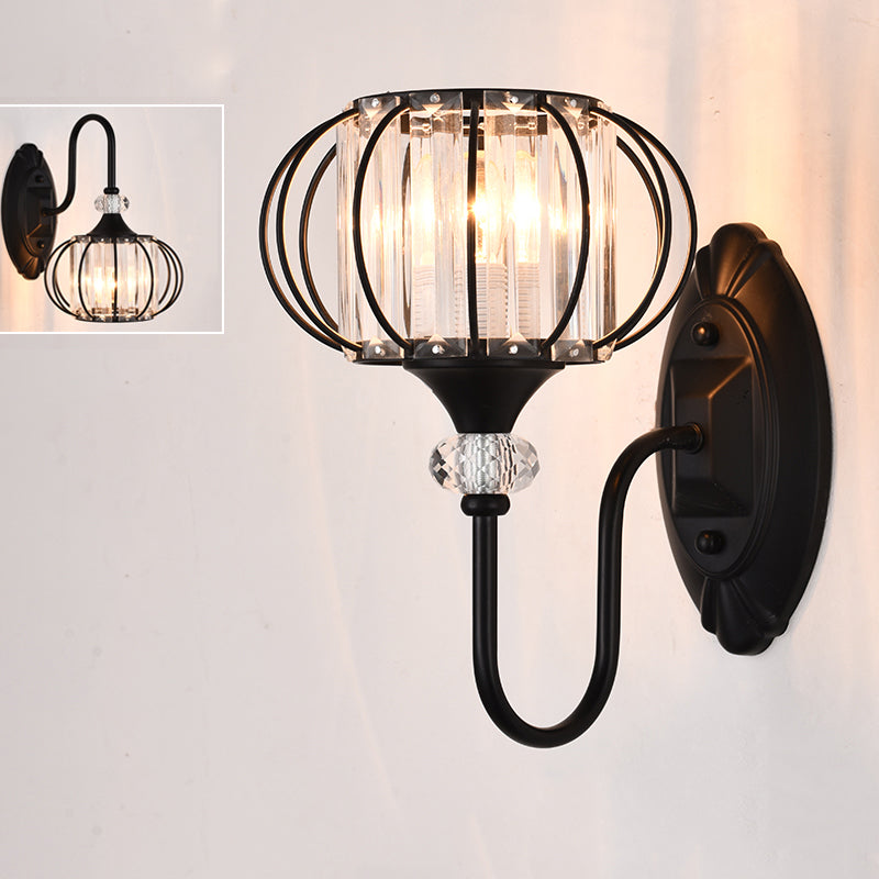 Gooseneck Crystal Wall Lamp Fixture Minimalist 1-Light Wall Sconce Light for Corridor