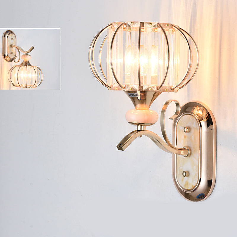 Gooseneck Crystal Wall Lamp Fixture Minimalist 1-Light Wall Sconce Light for Corridor