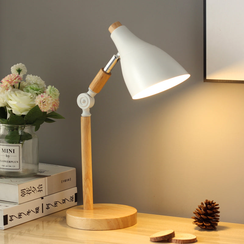 Macaron Simplicity Cone Table Lamp Metallic Nightstand Lamp for Bedroom