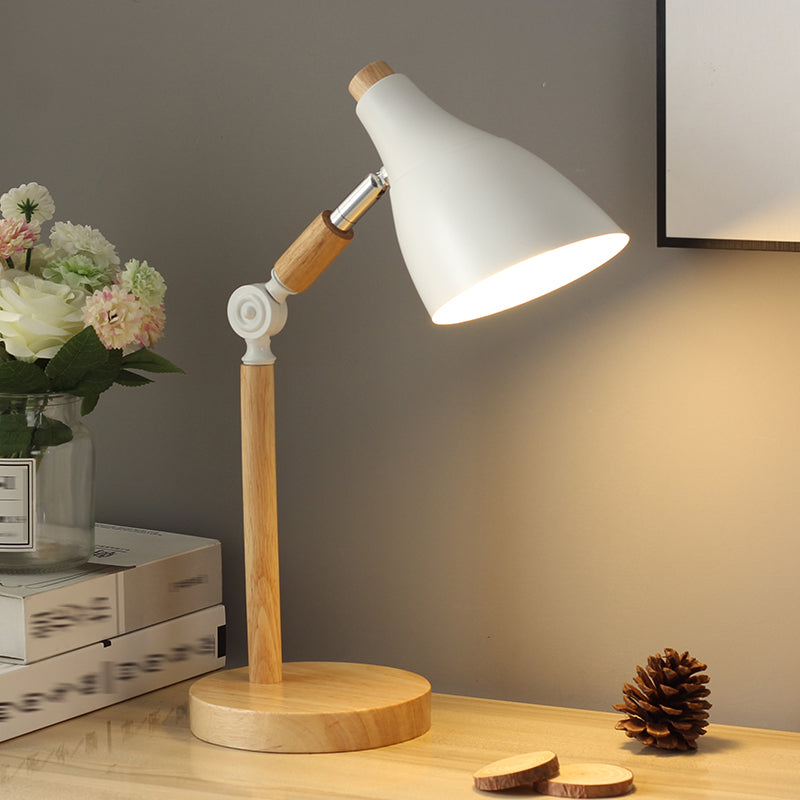 Macaron Simplicity Cone Table Lamp Metallic Nightstand Lamp for Bedroom
