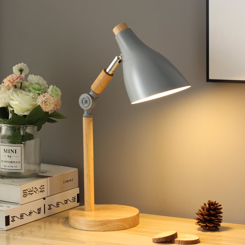 Macaron Simplicity Cone Table Lamp Metallic Nightstand Lamp for Bedroom
