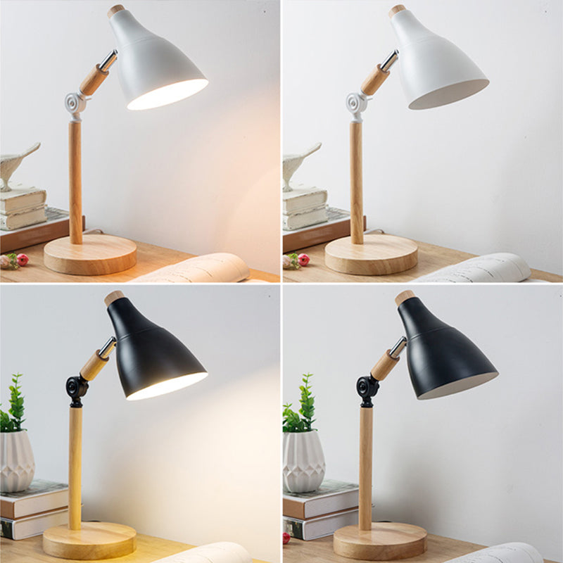 Macaron Simplicity Cone Table Lamp Metallic Nightstand Lamp for Bedroom