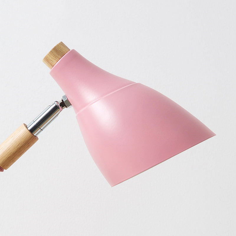 Macaron Simplicity Cone Table Lamp Metallic Nightstand Lamp for Bedroom