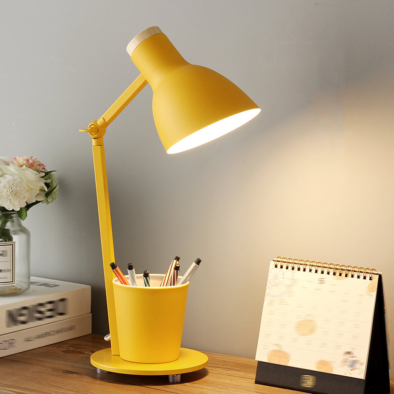 Macaron Simplicity Cone Table Lamp Metallic Nightstand Lamp for Bedroom