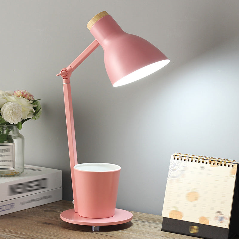 Macaron Simplicity Cone Table Lamp Metallic Nightstand Lamp for Bedroom