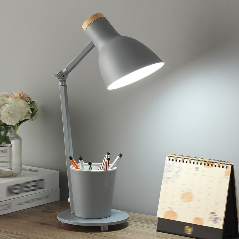 Macaron Simplicity Cone Table Lamp Metallic Nightstand Lamp for Bedroom