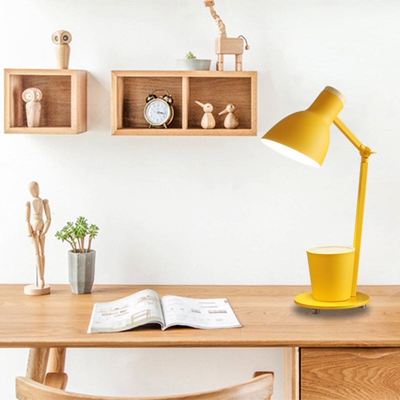 Macaron Simplicity Cone Table Lamp Metallic Nightstand Lamp for Bedroom