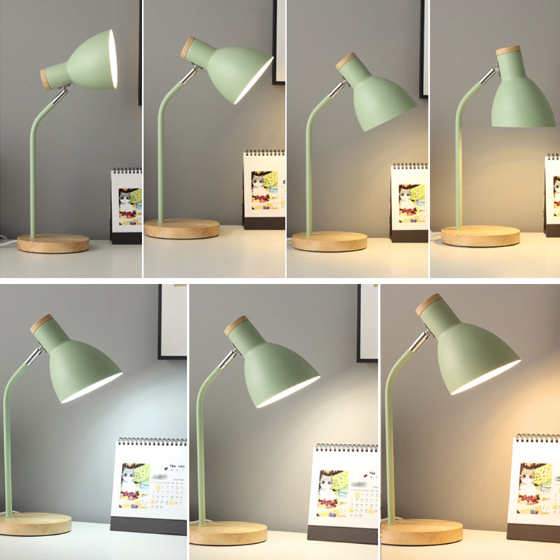 Macaron Simplicity Cone Table Lamp Metallic Nightstand Lamp for Bedroom