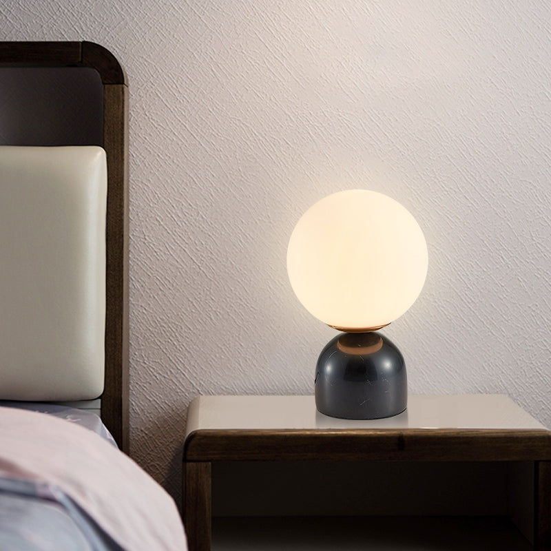 Ultra-modern Simplicity Globe Table Lamp White Glass Nightstand Lamp for Bedroom
