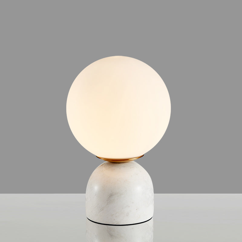 Ultra-modern Simplicity Globe Table Lamp White Glass Nightstand Lamp for Bedroom