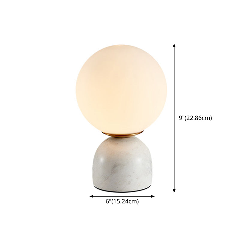 Ultra-modern Simplicity Globe Table Lamp White Glass Nightstand Lamp for Bedroom