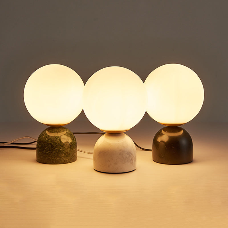 Ultra-modern Simplicity Globe Table Lamp White Glass Nightstand Lamp for Bedroom