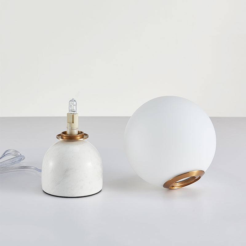 Ultra-modern Simplicity Globe Table Lamp White Glass Nightstand Lamp for Bedroom