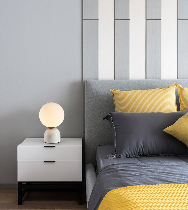 Ultra-modern Simplicity Globe Table Lamp White Glass Nightstand Lamp for Bedroom