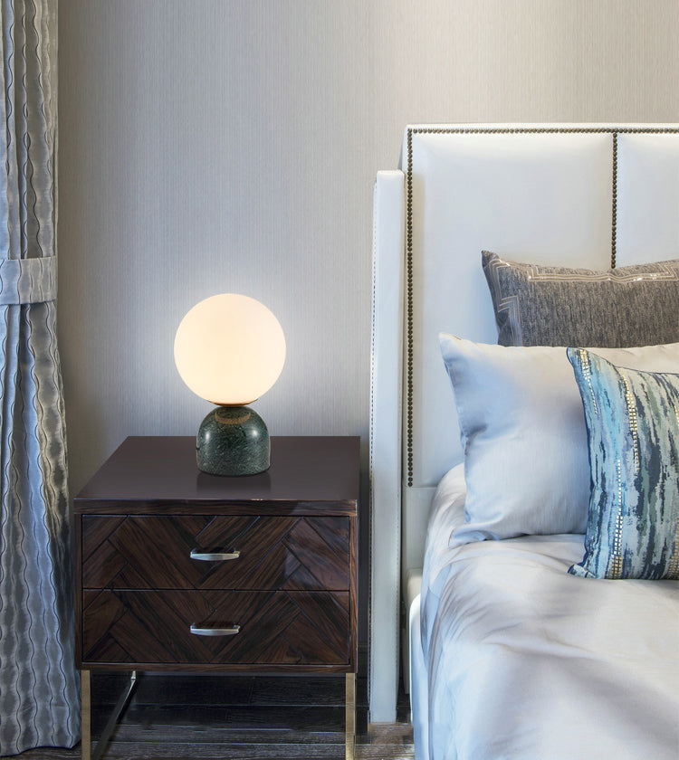 Ultra-modern Simplicity Globe Table Lamp White Glass Nightstand Lamp for Bedroom