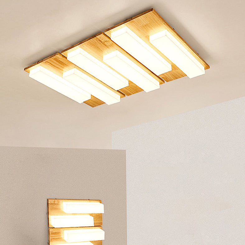 Multi-light Wooden Simplicity LED Ceiling Lamp Flush Mount Ceiling Light for Living Room