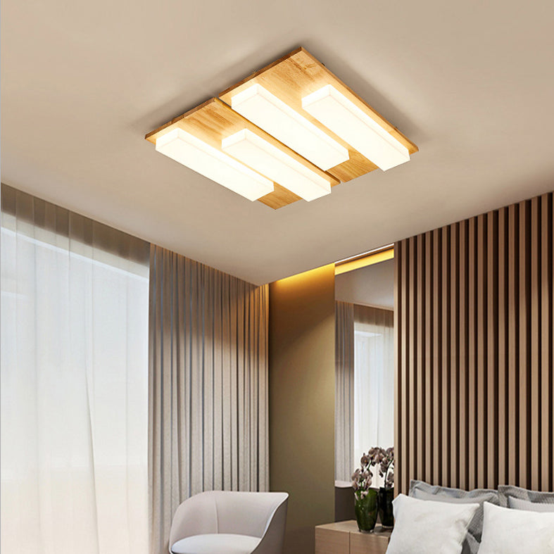 Multi-light Wooden Simplicity LED Ceiling Lamp Flush Mount Ceiling Light for Living Room