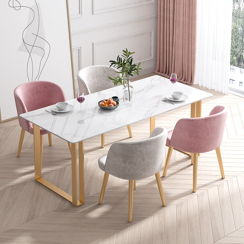 Scandinavian Sintered Stone Dining Table Set White Rectangle Dining Set for Home Use