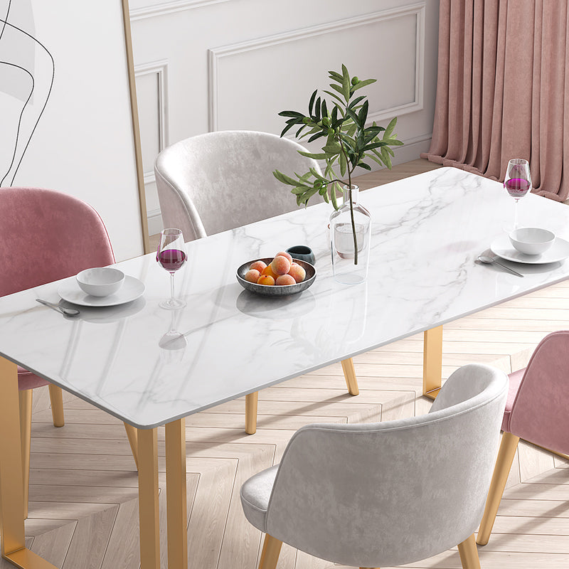 Scandinavian Sintered Stone Dining Table Set White Rectangle Dining Set for Home Use
