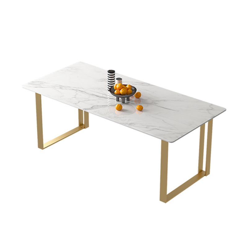 Scandinavian Sintered Stone Dining Table Set White Rectangle Dining Set for Home Use