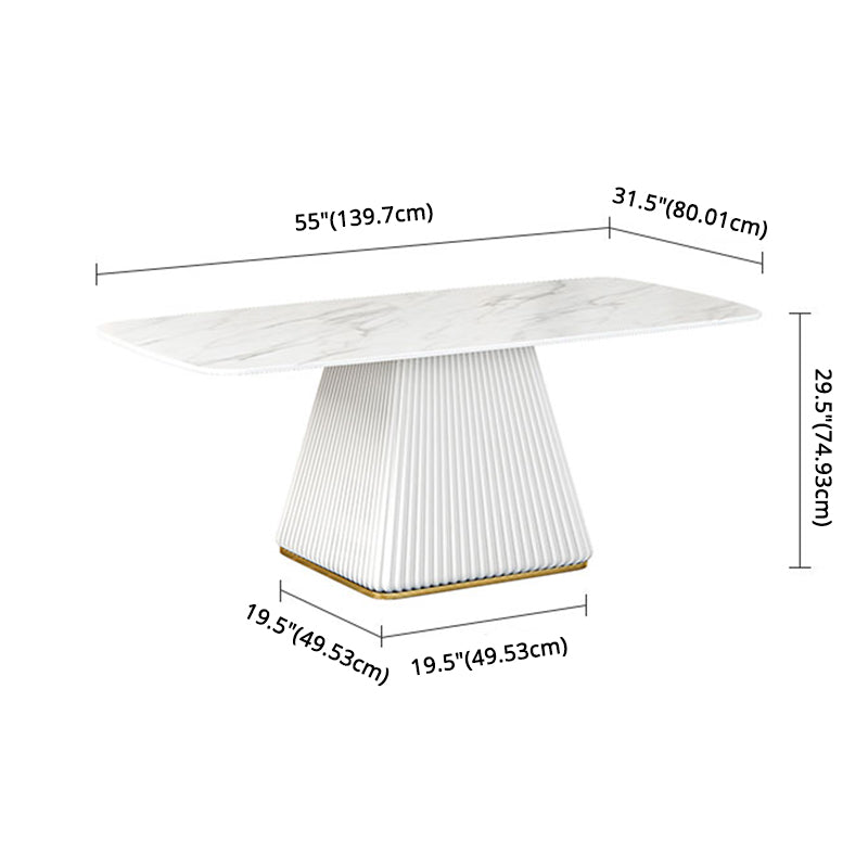 Glam Dining Room Set with Rectangle Sintered Stone Top and Pedestal Base Dining Furniture