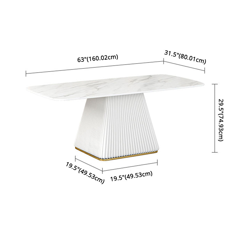 Glam Dining Room Set with Rectangle Sintered Stone Top and Pedestal Base Dining Furniture