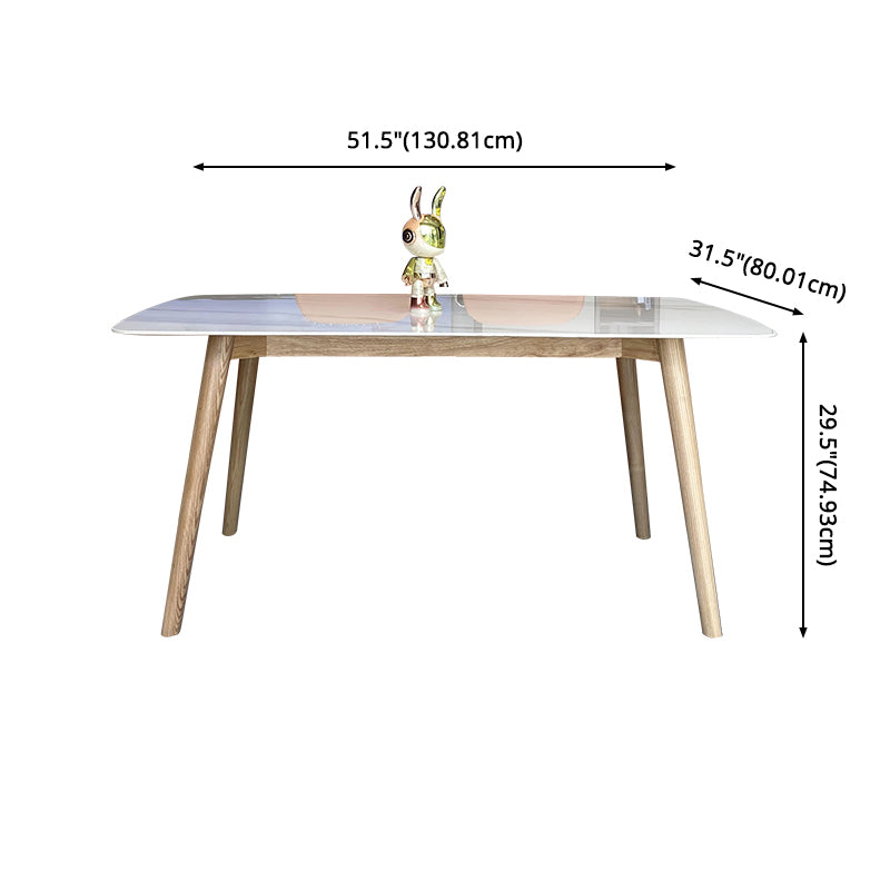 Glam Kitchen Dining Room Set Standard Height with Rectangle Top and Solid Wood Legs Dining Furniture