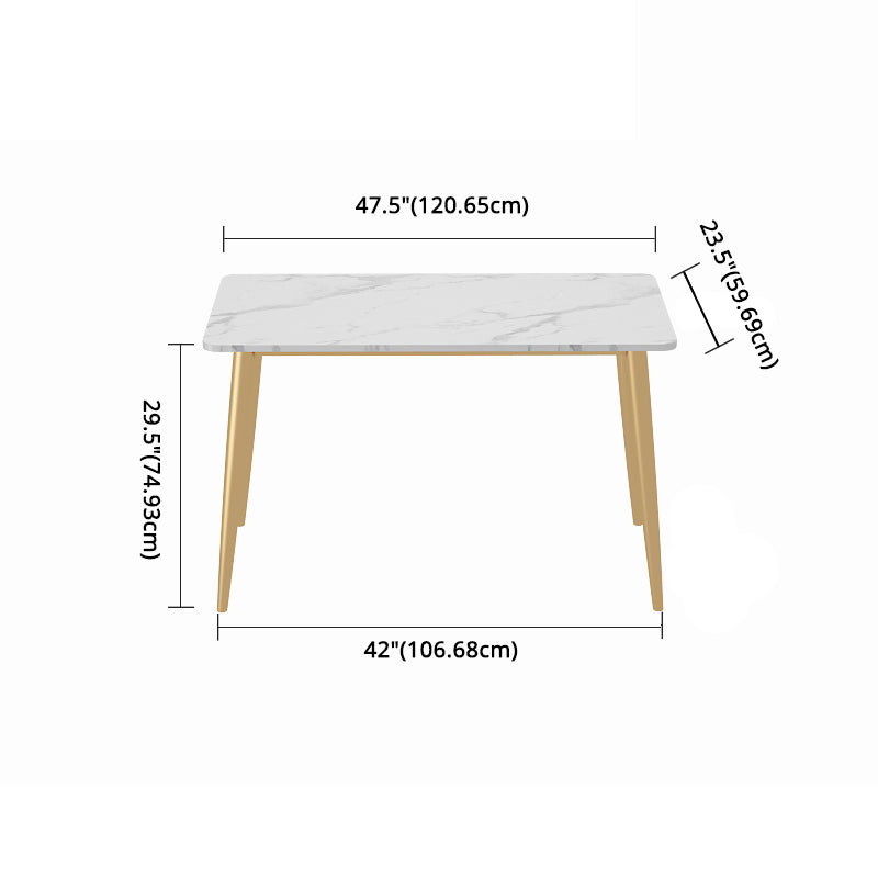Scandinavian Sintered Stone Dining Table Set with Rectangle Table and Gold Legs Home Dining Set