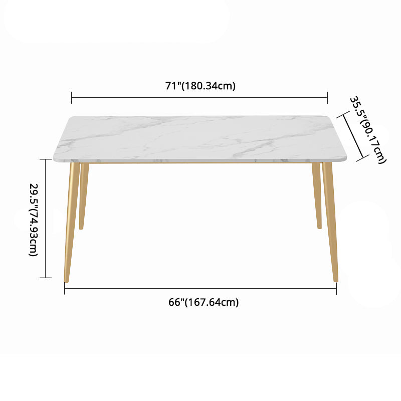 Scandinavian Sintered Stone Dining Table Set with Rectangle Table and Gold Legs Home Dining Set