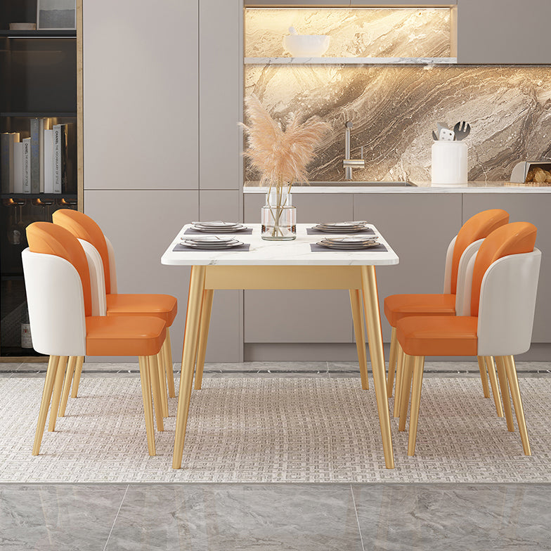 Glam Sintered Stone Dining Room Set Standard Height with Black Legs Dining Furniture for Home Use