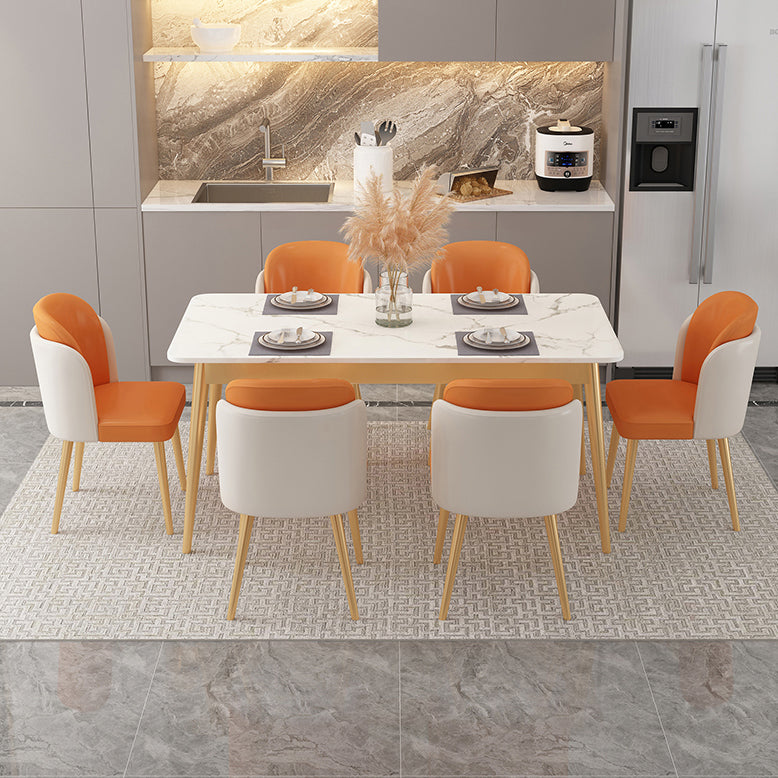 Glam Sintered Stone Dining Room Set Standard Height with Black Legs Dining Furniture for Home Use