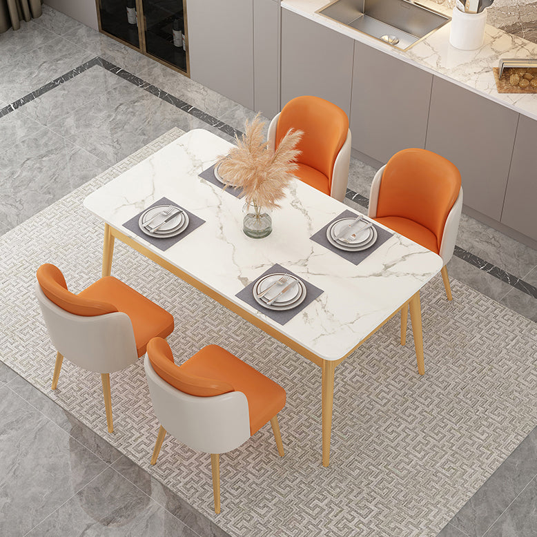 Glam Sintered Stone Dining Room Set Standard Height with Black Legs Dining Furniture for Home Use