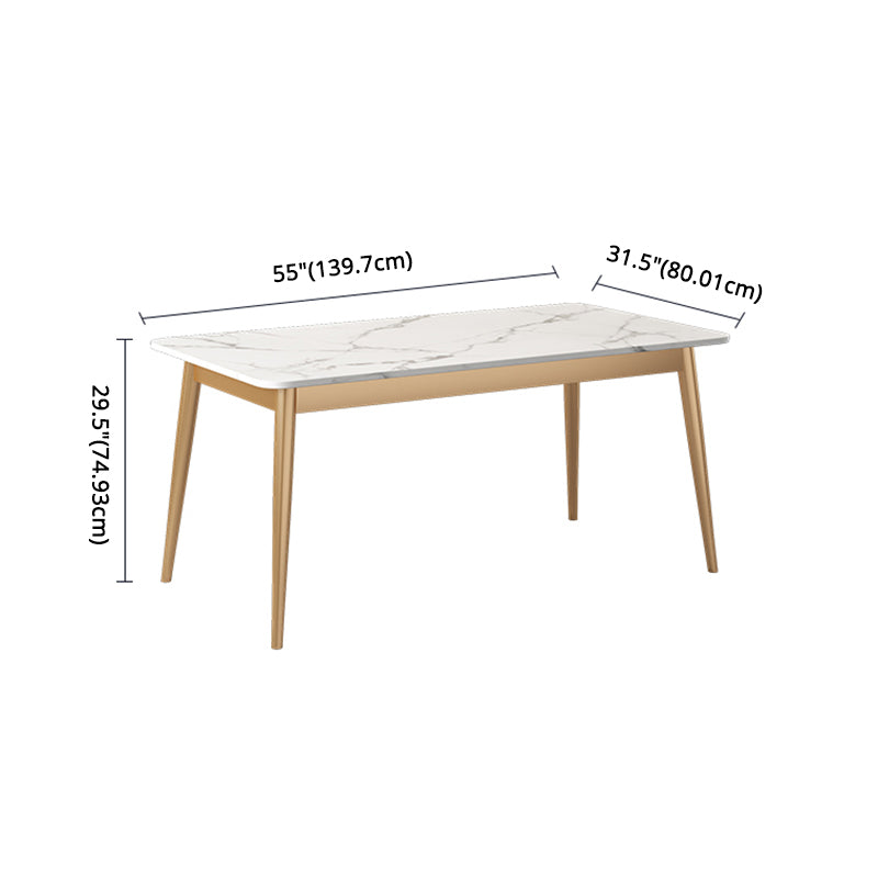 Glam Sintered Stone Dining Room Set Standard Height with Black Legs Dining Furniture for Home Use