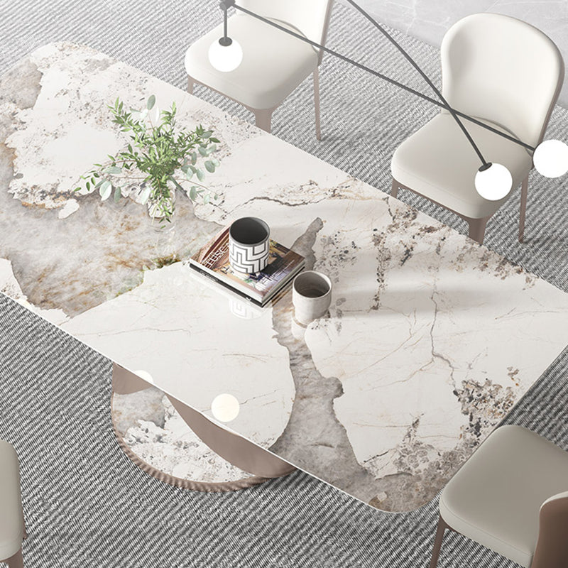 Modern Kitchen Dining Room Set with Sintered Stone Top and Gold Base Dining Furniture