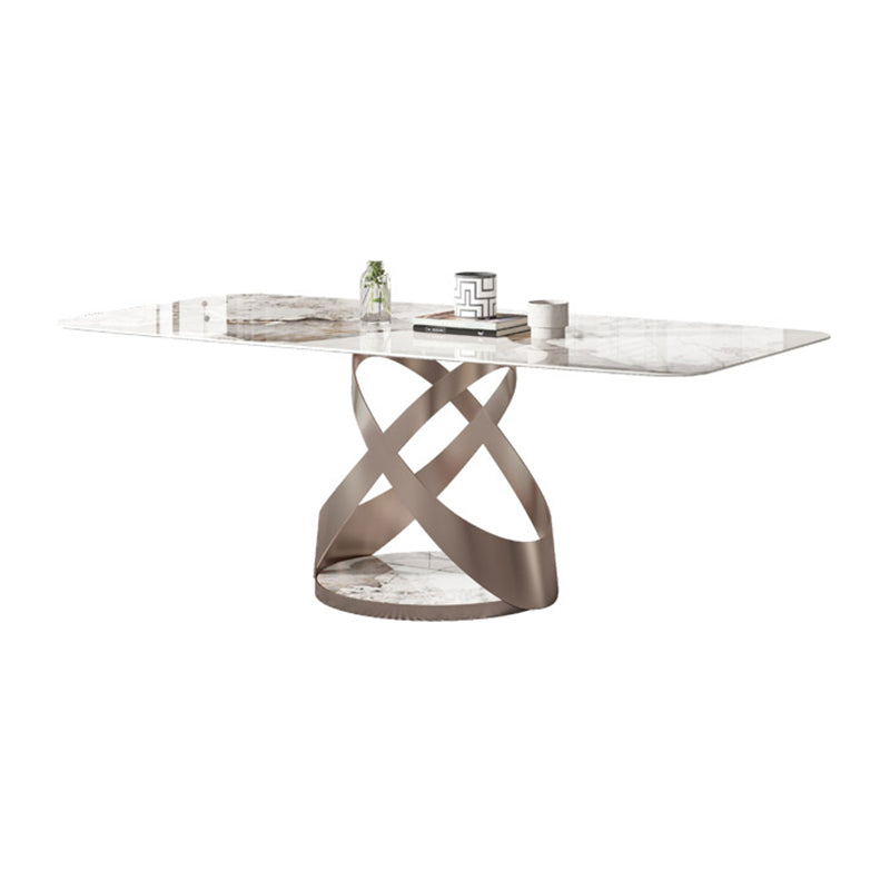 Modern Kitchen Dining Room Set with Sintered Stone Top and Gold Base Dining Furniture