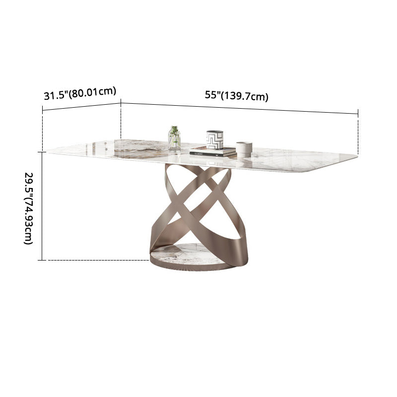 Modern Kitchen Dining Room Set with Sintered Stone Top and Gold Base Dining Furniture