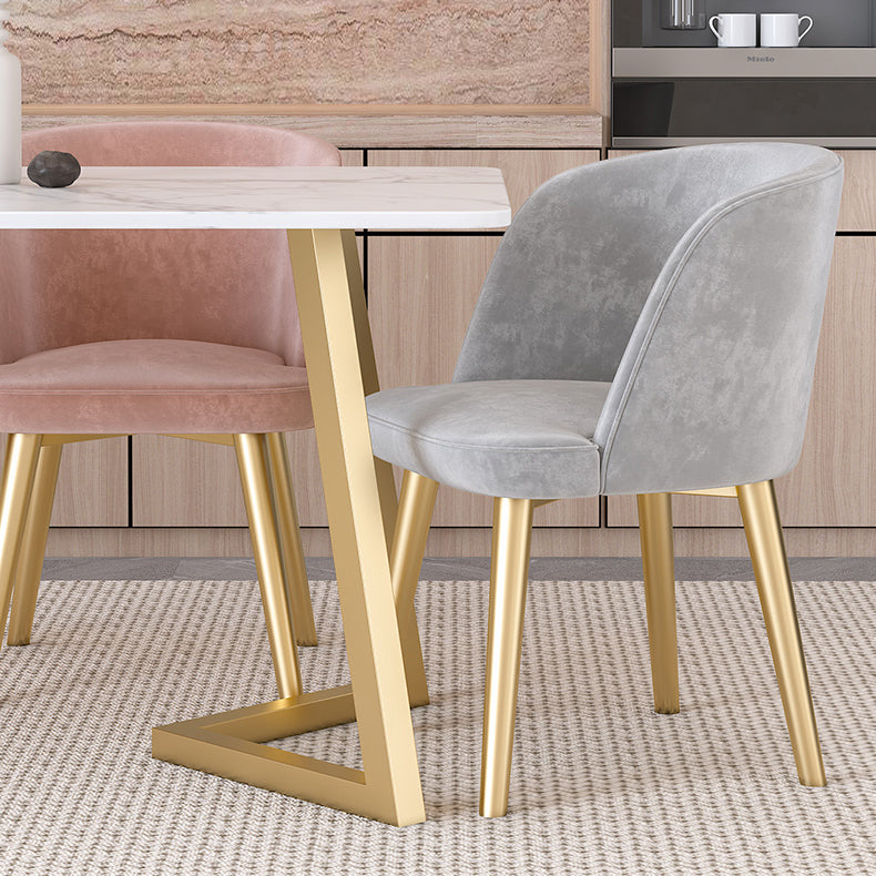 Scandinavian Sintered Stone Dining Table Set with Rectangle Table and Metal Base Home Dining Set