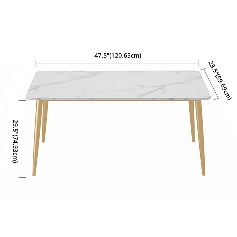 Scandinavian Sintered Stone Dining Table Set White Rectangle Home Use Dining Set
