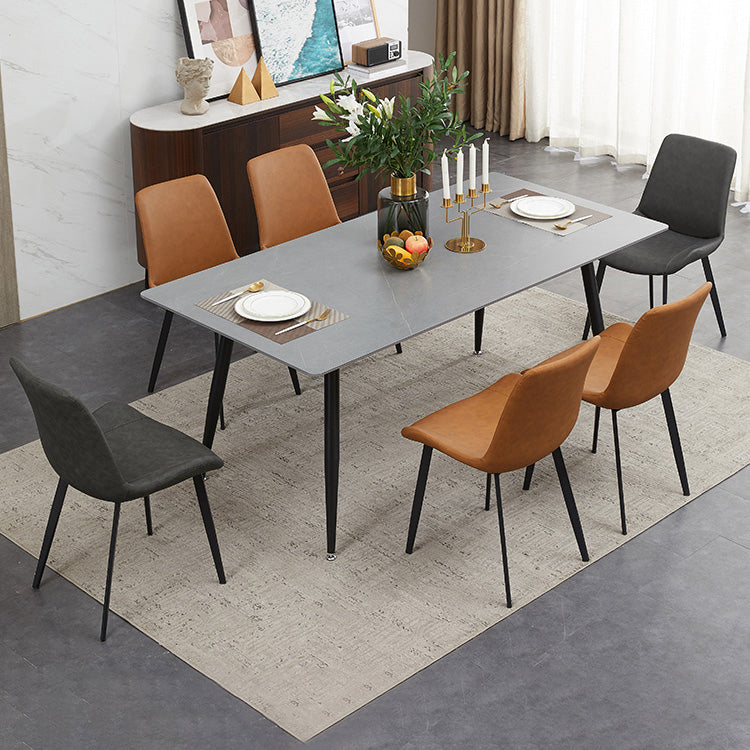 Modern Sintered Stone Black Dining Table Set with Rectangle Table and 4 Legs Base Home Dining Set