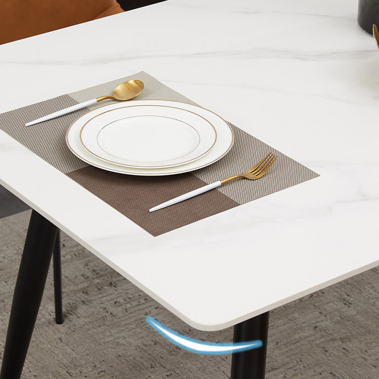 Modern Sintered Stone Black Dining Table Set with Rectangle Table and 4 Legs Base Home Dining Set