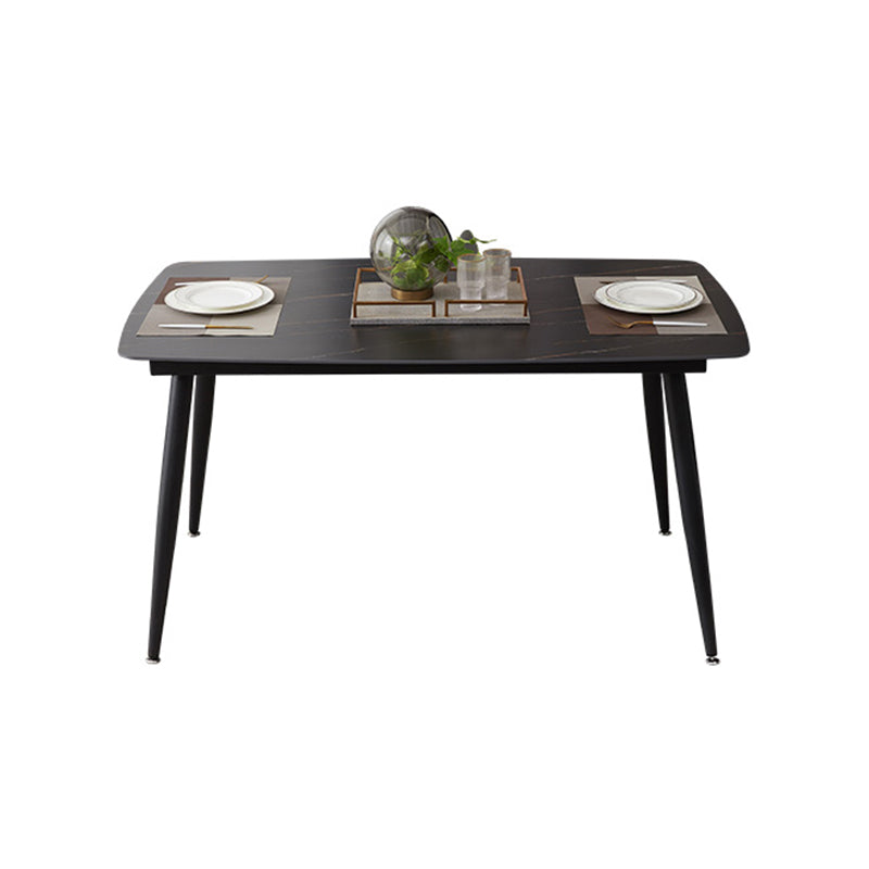 Modern Sintered Stone Black Dining Table Set with Rectangle Table and 4 Legs Base Home Dining Set