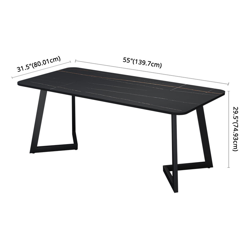 Minimalist Sintered Stone Dining Room Set with Black Base Formal Dining Table Furniture