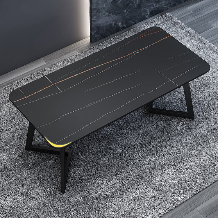 Minimalist Sintered Stone Dining Room Set with Black Base Formal Dining Table Furniture