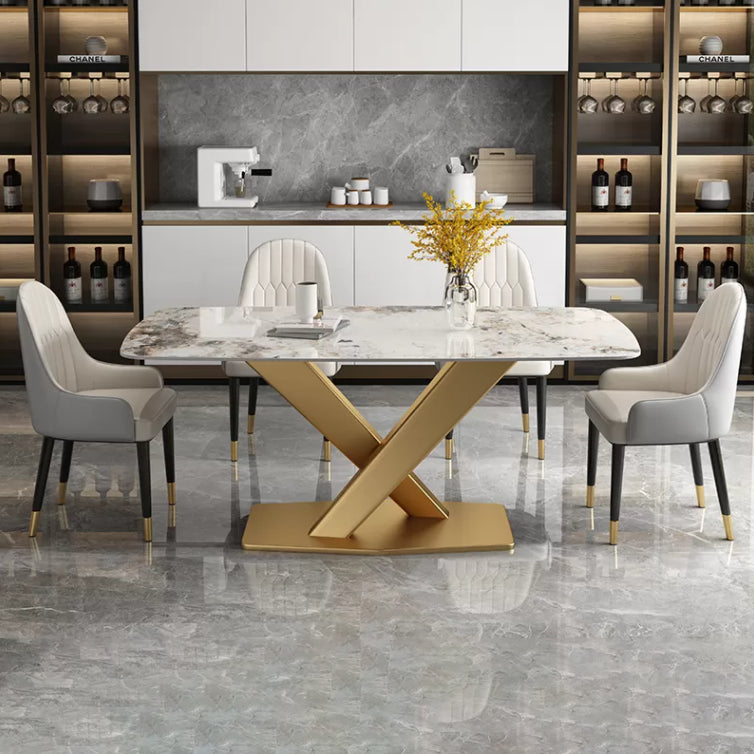 Kitchen Contemporary Sintered Stone Top Dinette Set with Pedestal Base Dining Room Furniture