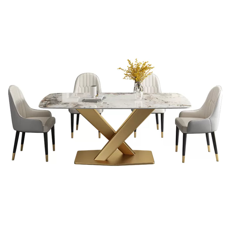 Kitchen Contemporary Sintered Stone Top Dinette Set with Pedestal Base Dining Room Furniture