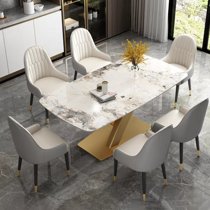 Kitchen Contemporary Sintered Stone Top Dinette Set with Pedestal Base Dining Room Furniture