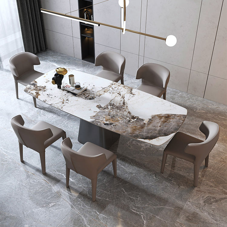 Contemporary Kitchen Dining Room Set with Rectangle Sintered Stone Top Formal Dining Table Furniture