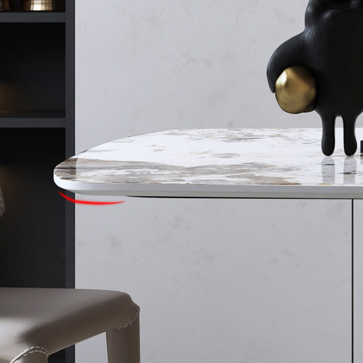 Contemporary Kitchen Dining Room Set with Rectangle Sintered Stone Top Formal Dining Table Furniture