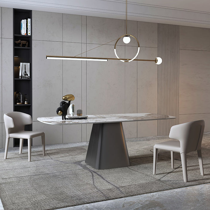 Contemporary Kitchen Dining Room Set with Rectangle Sintered Stone Top Formal Dining Table Furniture